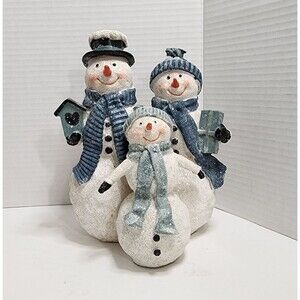 Melrose International Snowman Family Figurine Resin Glitter Frosted Finish 8"